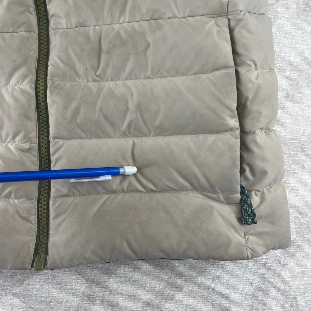 Patagonia Kids Reversible Down Sweater Hoody Navy‎ Tan Blue Pattern Size M 10